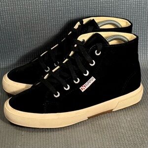 Superga Velvet High Top‎ Fashion Sneakers Black Women's Size 6.5